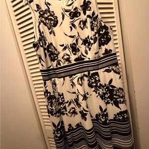 Lane Bryant Black and White Floral Midi Dress